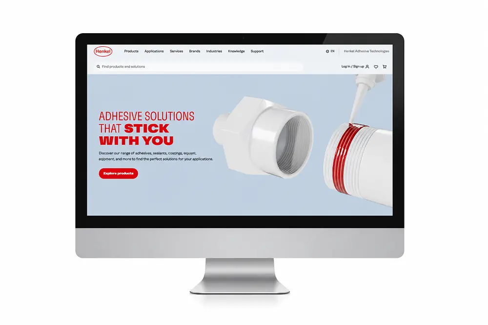 Monitor / ecran cu site-ul Henkel Adhesive Technologies.