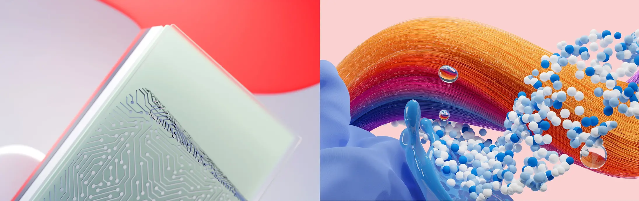 Imagine abstractă care reprezintă afacerile Henkel, Adhesive Technologies, Hair și Laundry & Home Care.