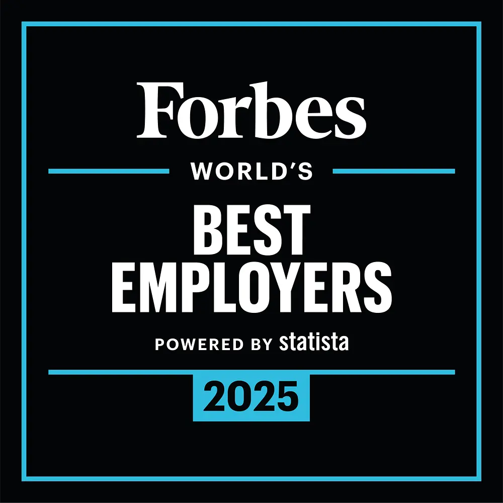 Sigla premiului Forbes World's Best Employers.