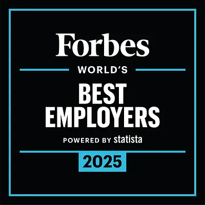 Sigla premiului Forbes World's Best Employers.